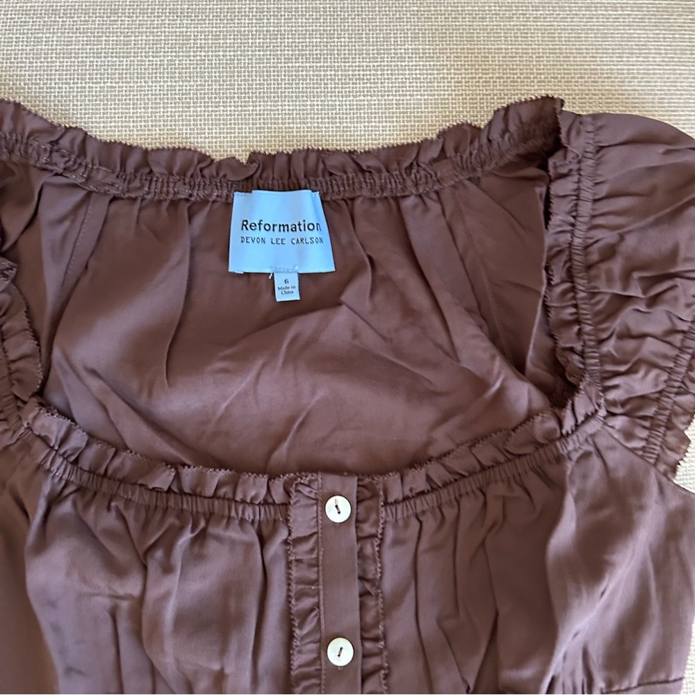 Reformation Brown Button-Down Blouse - image 6